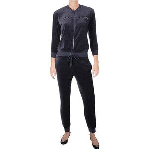 Juicy Couture Black Label Black Velour Jumpsuit Y2K Revive Tracksuit Catsuit XS